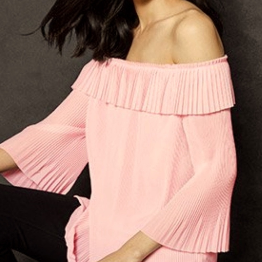 Ted Baker London Pastel Pink Pleated Feminine Top
